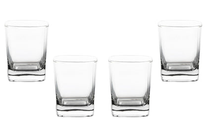 Rocks Glasses – 10 Ounce Modern Stemless Whiskey Drinking Glasses, Square Shot Glasses perfect for Cocktails, Bourbon, Margarita, or Beer – Versatile Glassware Set