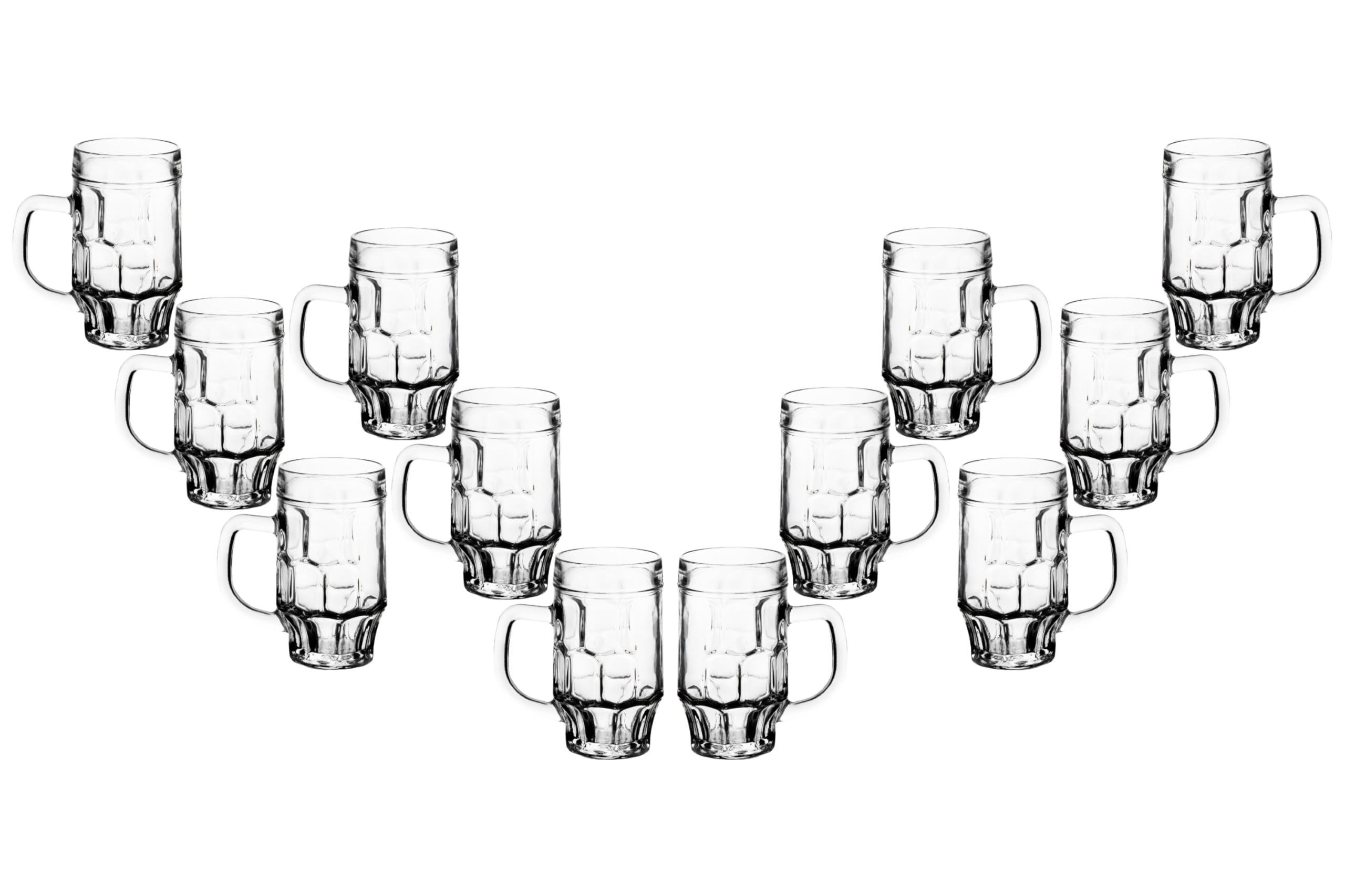 Beer Glasses - 17 Ounce Beer Mugs for Root Beer Floats - Clear Glassware, Dimpled Glass Mugs with Handles, Perfect for Bar Sets, Tankards, American and Scottish Ales, Beer Mug Glasses