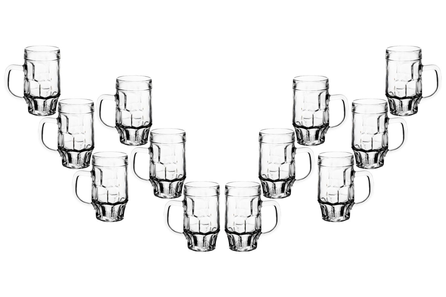 Beer Glasses - 17 Ounce Beer Mugs for Root Beer Floats - Clear Glassware, Dimpled Glass Mugs with Handles, Perfect for Bar Sets, Tankards, American and Scottish Ales, Beer Mug Glasses