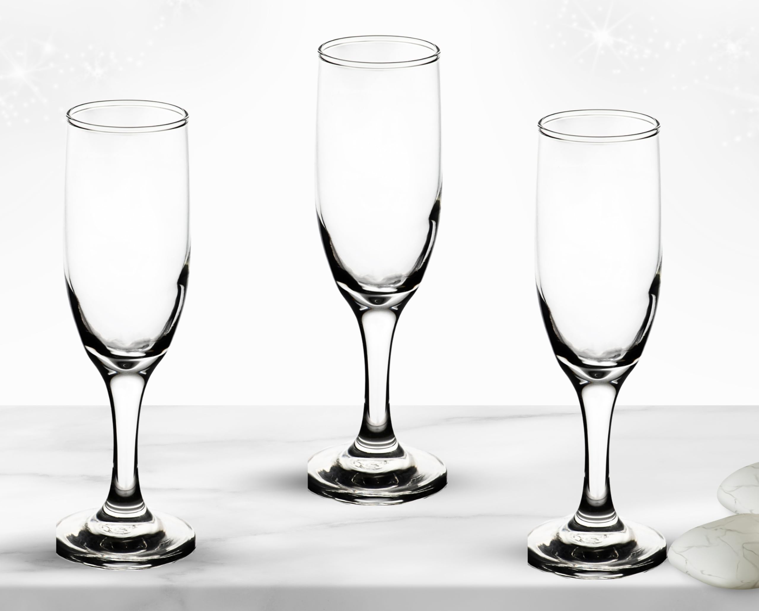 GIFTS PLAZA Clear Flute Glassware - Stemmed Champagne Glasses - Transparent Glass for Wine and Beverages - Elegant Drinkware for Special Occasion, Birthday, Party and Weddings