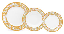 20 Piece Greek Key Gold Decorated Dinner Set for 4, Fine Porcelain