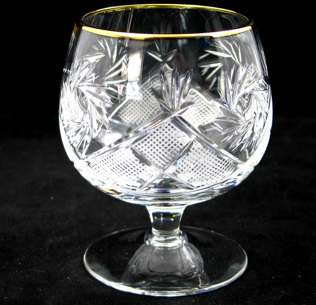 Cut Glass Lead Crystal Set of 6 Brandy Glasses 4 3/4 