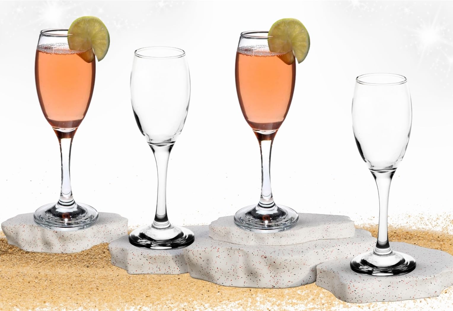 Champagne Glasses - 6 Ounce Crystal Clear Flutes - Elegant and Tall Glassware for Cocktails and Mocktails - Modern Drinking Glass for Home, Bar, and Kitchen