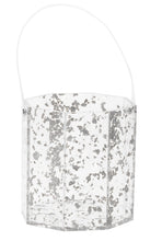 (D) Lucite Ice Bucket Adorned with Luxurious Flakes 5.35 H Hexagon