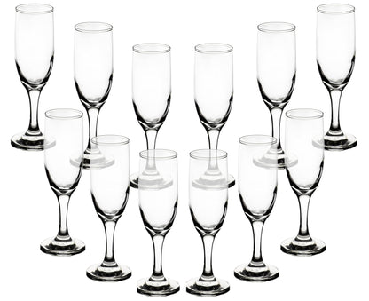GIFTS PLAZA Clear Flute Glassware - Stemmed Champagne Glasses - Transparent Glass for Wine and Beverages - Elegant Drinkware for Special Occasion, Birthday, Party and Weddings