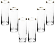 GIFTS PLAZA Highball Glasses - 10 Ounce Tall Drinking Glassware with Gold Rim - Crystal Clear Drinkware for Juice, Milk, Water - Casual Stemless Glass for Bar, Home and Kitchen
