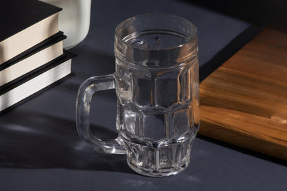 Beer Glasses - 17 Ounce Beer Mugs for Root Beer Floats - Clear Glassware, Dimpled Glass Mugs with Handles, Perfect for Bar Sets, Tankards, American and Scottish Ales, Beer Mug Glasses