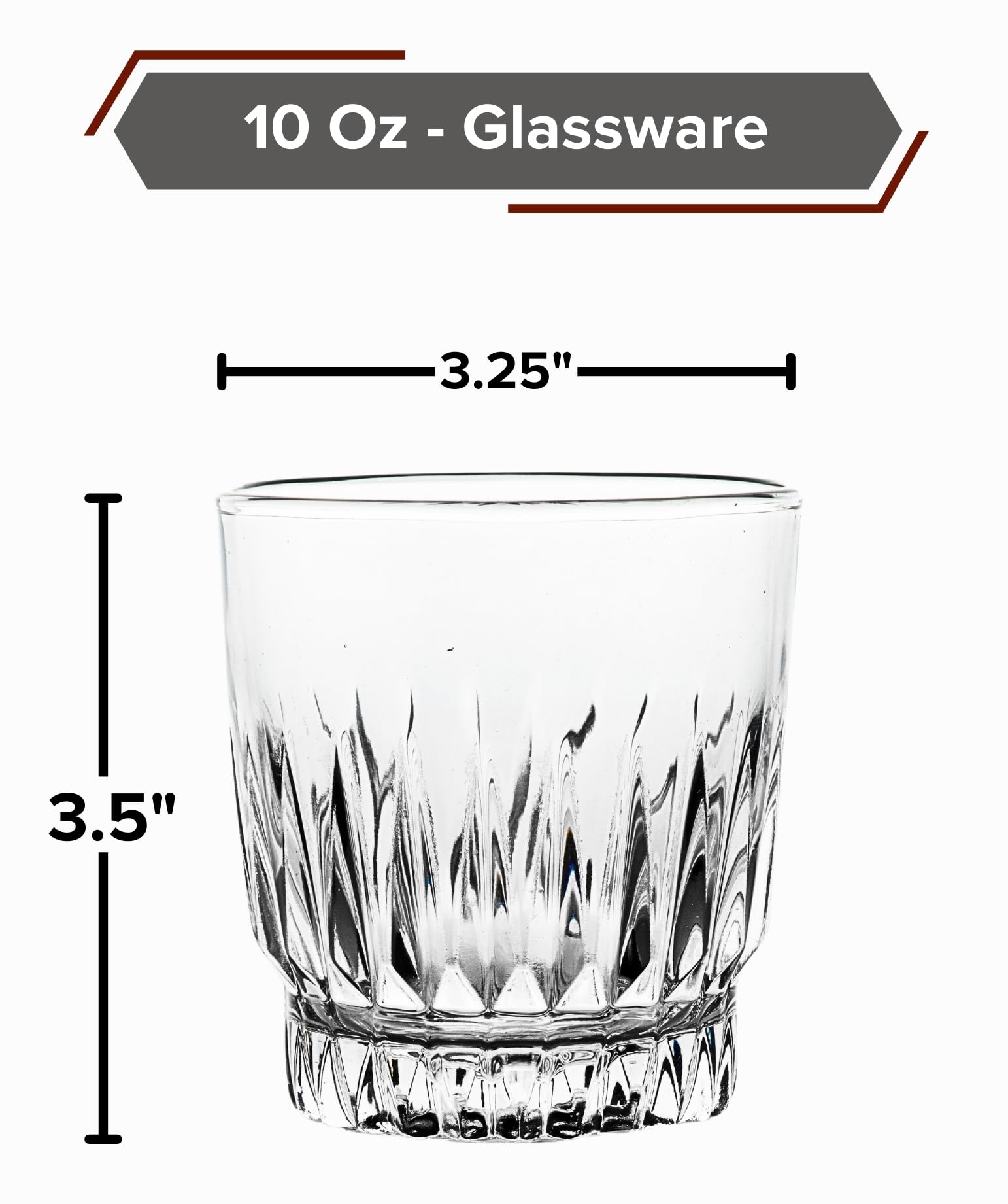 Double Old Fashioned Whiskey Glass - Clear Drinking Glasses - 10 oz. Rock Glass for Liquor, Scotch, Bourbon-Dishwasher Safe Rocks Glasses for Bar, Kitchen and Home
