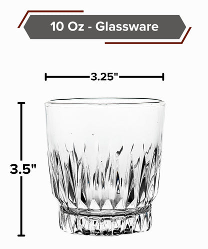 Double Old Fashioned Whiskey Glass - Clear Drinking Glasses - 10 oz. Rock Glass for Liquor, Scotch, Bourbon-Dishwasher Safe Rocks Glasses for Bar, Kitchen and Home