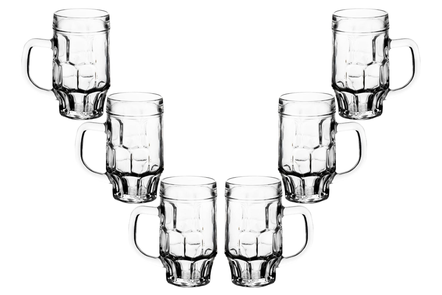 Beer Glasses - 17 Ounce Beer Mugs for Root Beer Floats - Clear Glassware, Dimpled Glass Mugs with Handles, Perfect for Bar Sets, Tankards, American and Scottish Ales, Beer Mug Glasses
