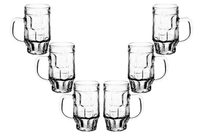 Beer Glasses - 17 Ounce Beer Mugs for Root Beer Floats - Clear Glassware, Dimpled Glass Mugs with Handles, Perfect for Bar Sets, Tankards, American and Scottish Ales, Beer Mug Glasses