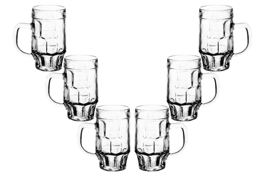 Beer Glasses - 17 Ounce Beer Mugs for Root Beer Floats - Clear Glassware, Dimpled Glass Mugs with Handles, Perfect for Bar Sets, Tankards, American and Scottish Ales, Beer Mug Glasses