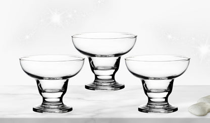 Glass Dessert Bowls - 10 oz Footed Clear Mini Glass Bowls for Ice Cream, Snacks, Trifles and Pudding - Elegant Small Serving Dishes