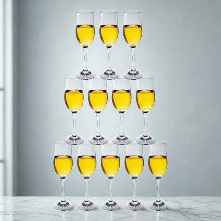 Champagne Flutes – 7 Ounce Clear Stemmed Vintage Crystal Glassware – Perfect Drinking Glasses for Wine, Cocktails, Martini, Margarita, and Bar Set Essentials