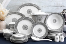 Dinnerware Set for 6-44 Piece Porcelain Dishes - Gorgeous White and Silver Intricate Geometric Mosaic Design - Premium Kitchen Set - For Everyday Use and Formal Occasions (44 Piece Set)