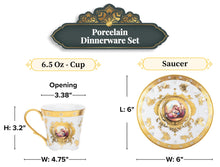 Royalty Porcelain Dinnerware Set - 16 Piece Dish Set for 4 - Luxurious Hand-Painted Ceramic - Gorgeous Premium Kitchen Dishes, Porcelain Dinnerware Sets, Classic White Kitchen Set (White and Gold)