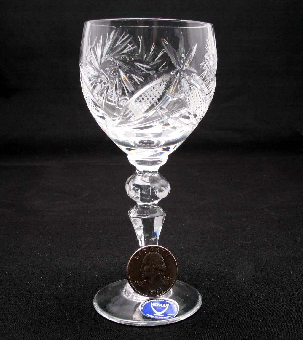 Set of 6 Hand Made Vintage Cut Crystal Glasses on a Stem 2 oz