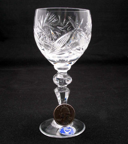 Set of 6 Hand Made Vintage Cut Crystal Glasses on a Stem 2 oz