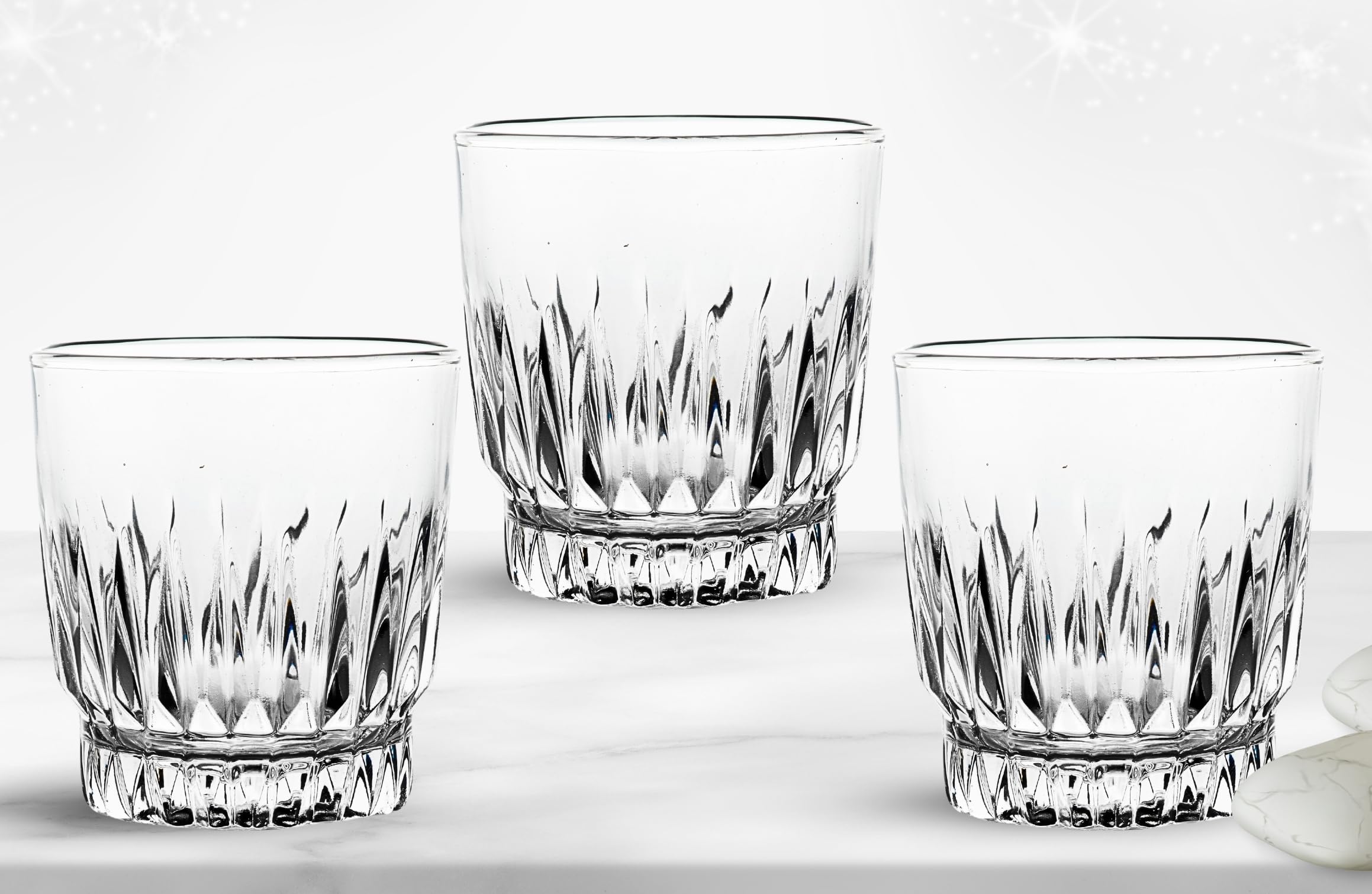 Double Old Fashioned Whiskey Glass - Clear Drinking Glasses - 10 oz. Rock Glass for Liquor, Scotch, Bourbon-Dishwasher Safe Rocks Glasses for Bar, Kitchen and Home