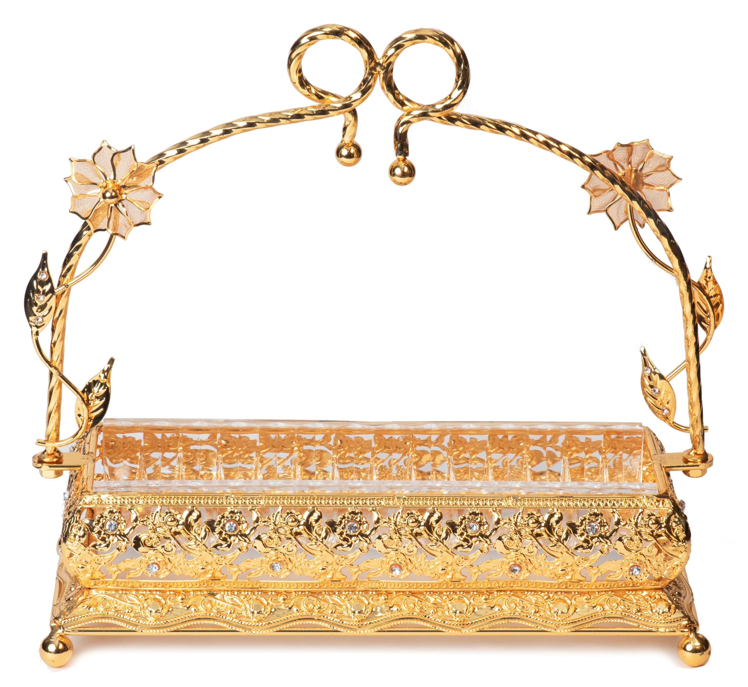 Italian Collection Gold Сandy Serving Tray with Handle for Snacks, Fruits