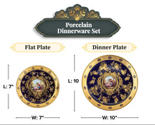 Royalty Porcelain Dinnerware Set - 16 Piece Dish Set for 4 - Luxurious Hand-Painted Ceramic - Gorgeous Premium Kitchen Dishes, Porcelain Dinnerware Sets, Classic Kitchen Set (Blue and Gold)