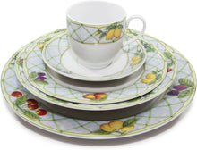 Royalty Porcelain "Citrus" 5-Piece White & Blue Fruity Dinnerware Set, Fine Porcelain, Service for 1