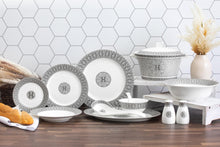 Dinnerware Set for 6-44 Piece Porcelain Dishes - Gorgeous White and Silver Intricate Geometric Mosaic Design - Premium Kitchen Set - For Everyday Use and Formal Occasions (44 Piece Set)