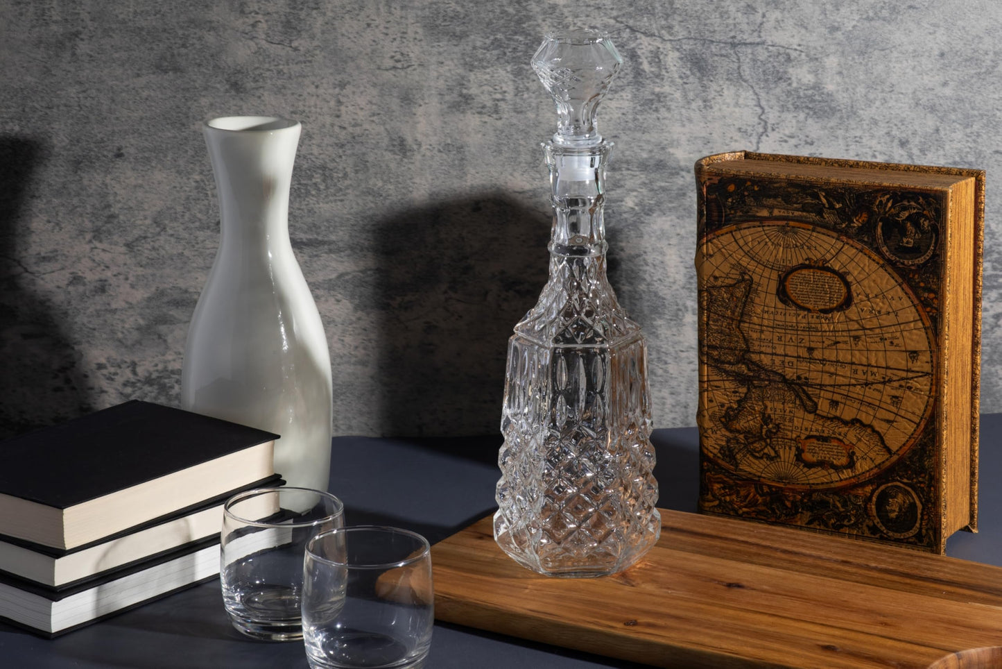 GIFTS PLAZA Liquor Decanter Glass - 35.5 Ounce Whiskey Decanter Glass Alcohol Bottle for Tequila, Bourbon, Brandy, Rum and Vodka - Unique Liquor Bar and Party Decorations