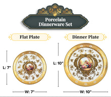 Royalty Porcelain Dinnerware Set - 16 Piece Dish Set for 4 - Luxurious Hand-Painted Ceramic - Gorgeous Premium Kitchen Dishes, Porcelain Dinnerware Sets, Classic White Kitchen Set (White and Gold)