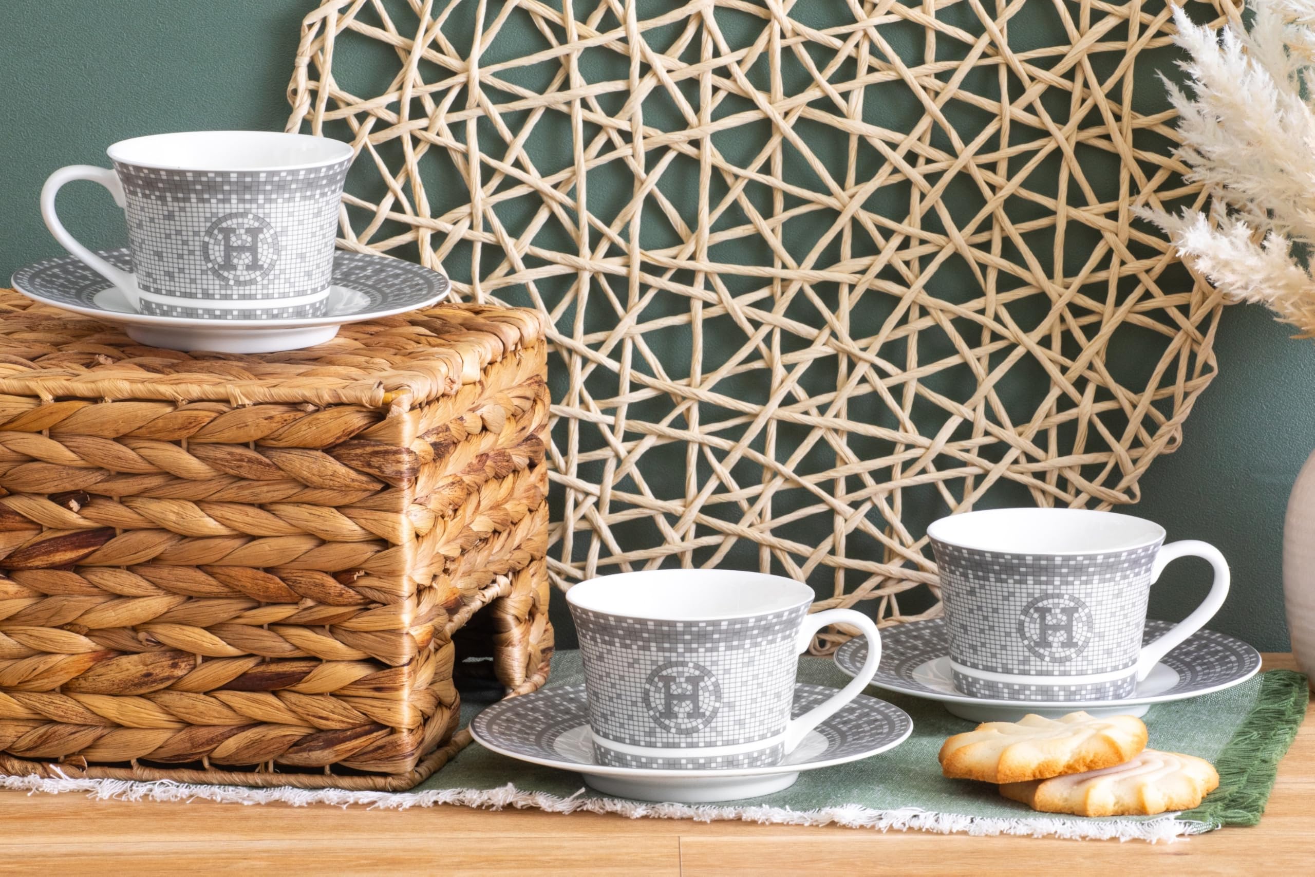 Mosaic porcelain tea set presented in gift-ready packaging, ideal for weddings or special occasions