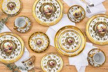 Royalty Porcelain Dinnerware Set - 16 Piece Dish Set for 4 - Luxurious Hand-Painted Ceramic - Gorgeous Premium Kitchen Dishes, Porcelain Dinnerware Sets, Classic White Kitchen Set (White and Gold)