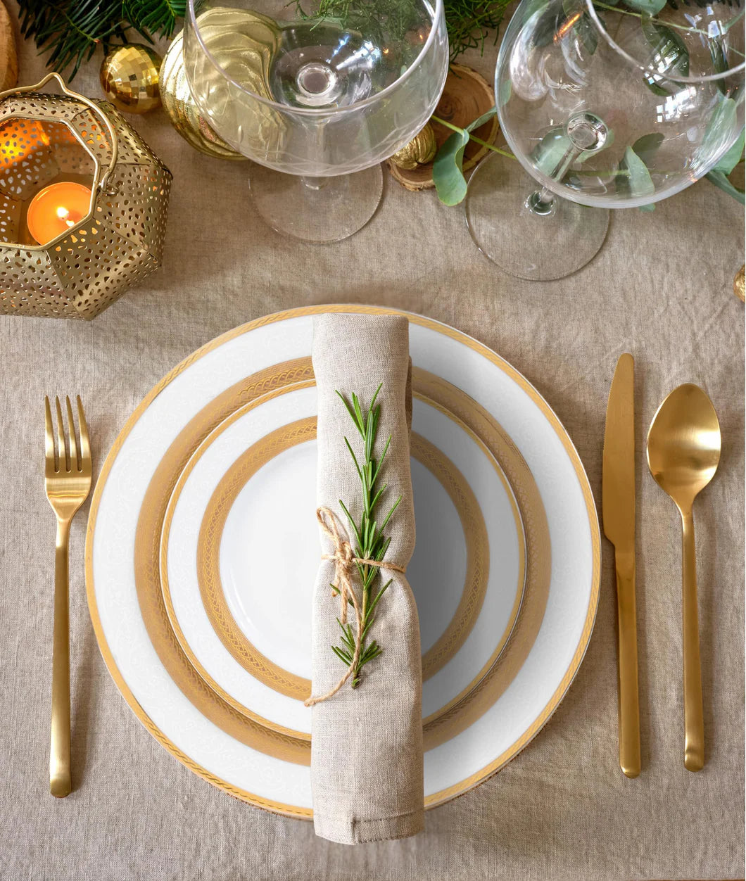 Dinnerware Set for 8 - 49 Piece White Dish - Vintage Porcelain - Plates, Bowls, Cups and Saucers - Luxurious Tableware, Chip Resistant