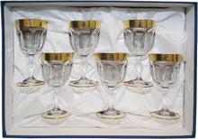 Italian Collection 'Provenza' 9 Oz Crystal Wine Goblets Glasses, 24K Greek Key Gold-Plated