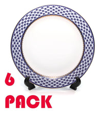 SET of 6 Dinner Plates 10.5" Lomonosov Porcelain - Russian Cobalt Blue Net, 24K