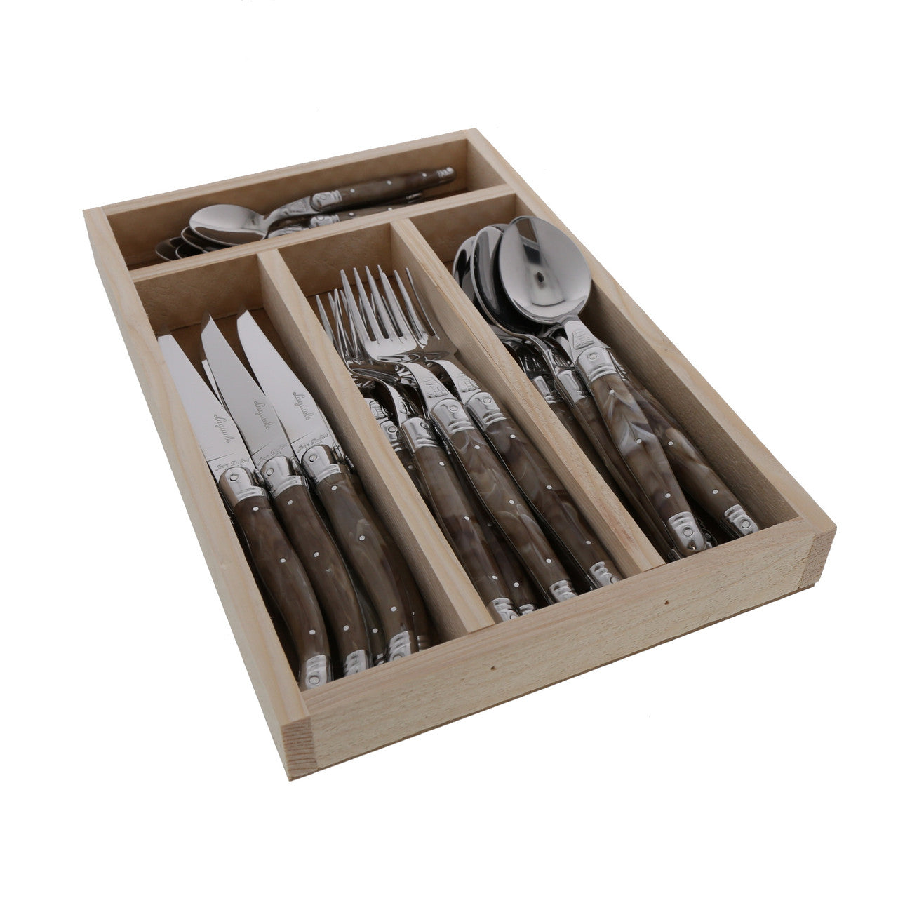 Stainless Steel Flatware Set - 24 Pc, Colored Handle with Tray - Dishwasher Safe and Ideal for Everyday Use - Home Essentials for New Apartment