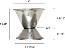 Measured Alcohol Jiggers 1/2 and 1 oz Size, Barware Set of 1, 2, 6, or 12 Pieces