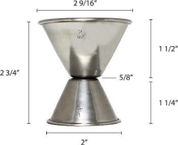 Measured Alcohol Jiggers for 1 and 2 oz Size, Barware Set of 1, 2, 6, or 12