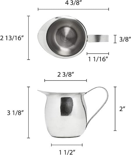 8 oz Stainless Steel Silver Bell Creamer Cream Pitcher for Milk, Barware Set of 1, 2, 6, or 12