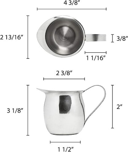 8 oz Stainless Steel Silver Bell Creamer Cream Pitcher for Milk, Barware Set of 1, 2, 6, or 12