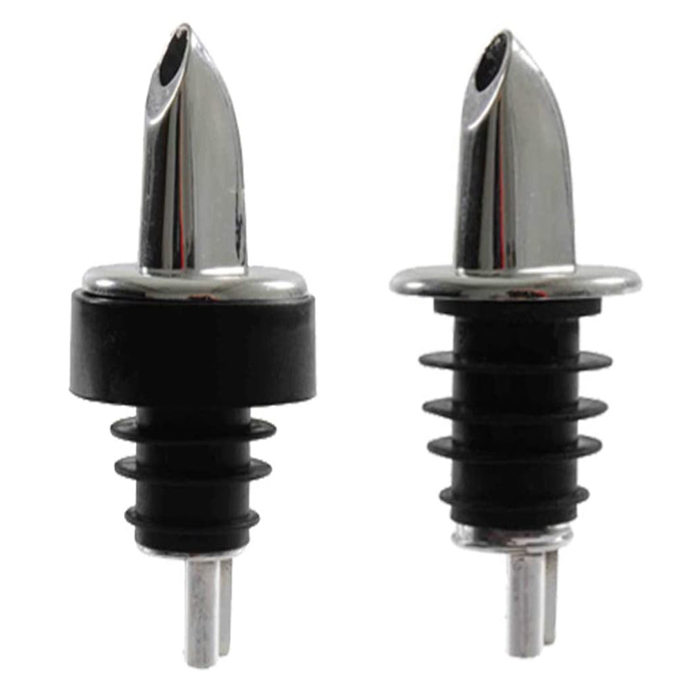 Chrome, Silver Free Flow Bottle Pourer with or without Collar, Barware (12 Pieces)