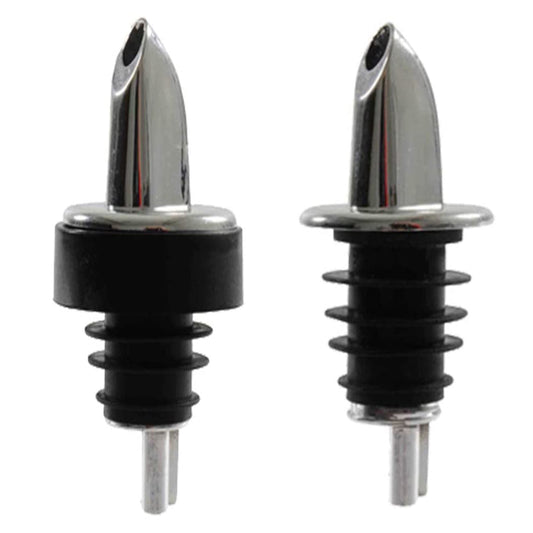 Chrome, Silver Free Flow Bottle Pourer with or without Collar, Barware (12 Pieces)