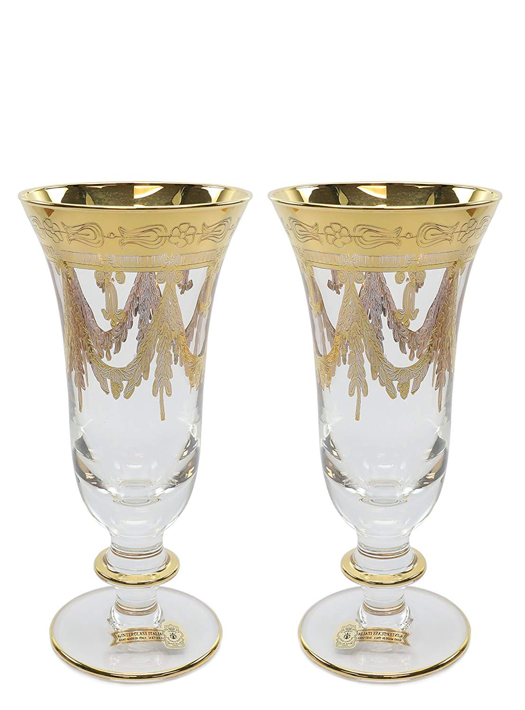 Interglass Italy Clear Champagne Crystal Glasses, Vintage Design Set of 2, 6 or 12