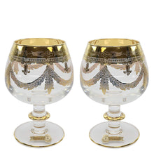 Interglass Italy Luxury Clear Crystal Cognac Glasses, 24k Gold-Plated Set of 2, 6, or 12