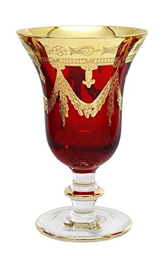 Embellished 24K Gold Crystal Red Wine Goblets Made in Italy (Set of 4)