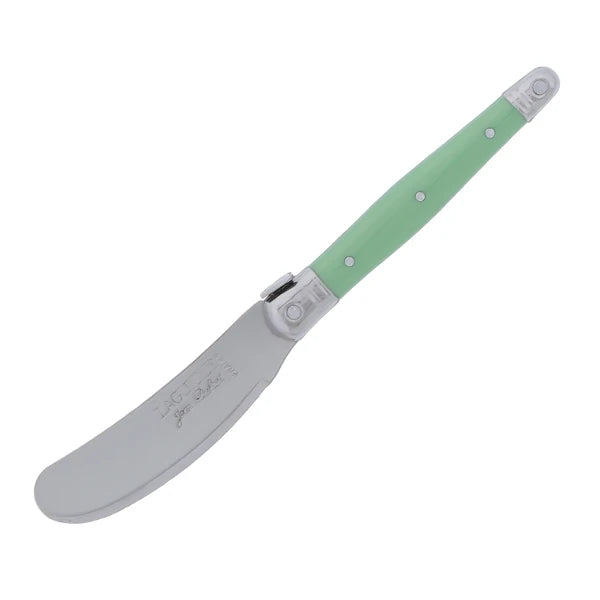 Individual Gifts Plaza mini spreader knife shown against a ruler to indicate scale and length