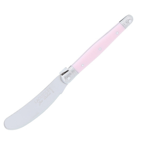 Angled close-up of the blade tip on a single Gifts Plaza stainless steel mini spreader