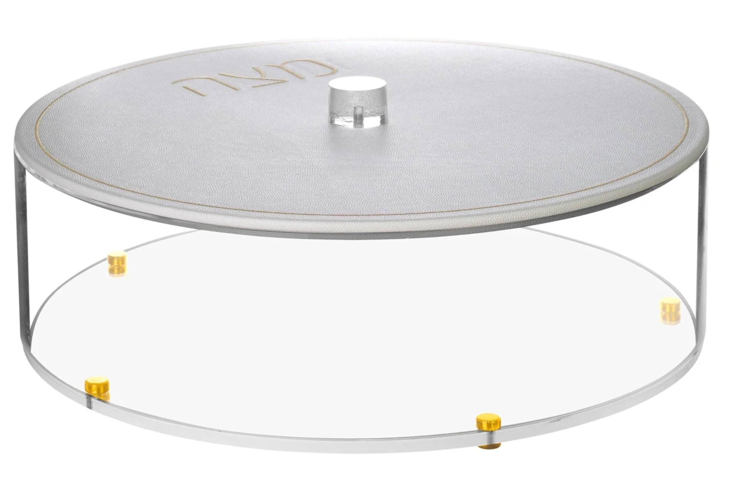 Lucite Matzah Box with Leatherette Cover - Embroidered Text Design in Gold Accent - Passover Table Decor, Elegant Dining Table Centerpiece, Ideal Gift for Jewish Holidays (Gold, Smooth Handle)