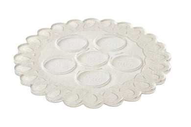 Lucite Seder Plate for Passover - Linen Style with Scalloped Edge - Elegant Pesach Table Centerpiece, Modern Passover Decorations, Jewish Gifts - Great Pair for Matzah Plate
