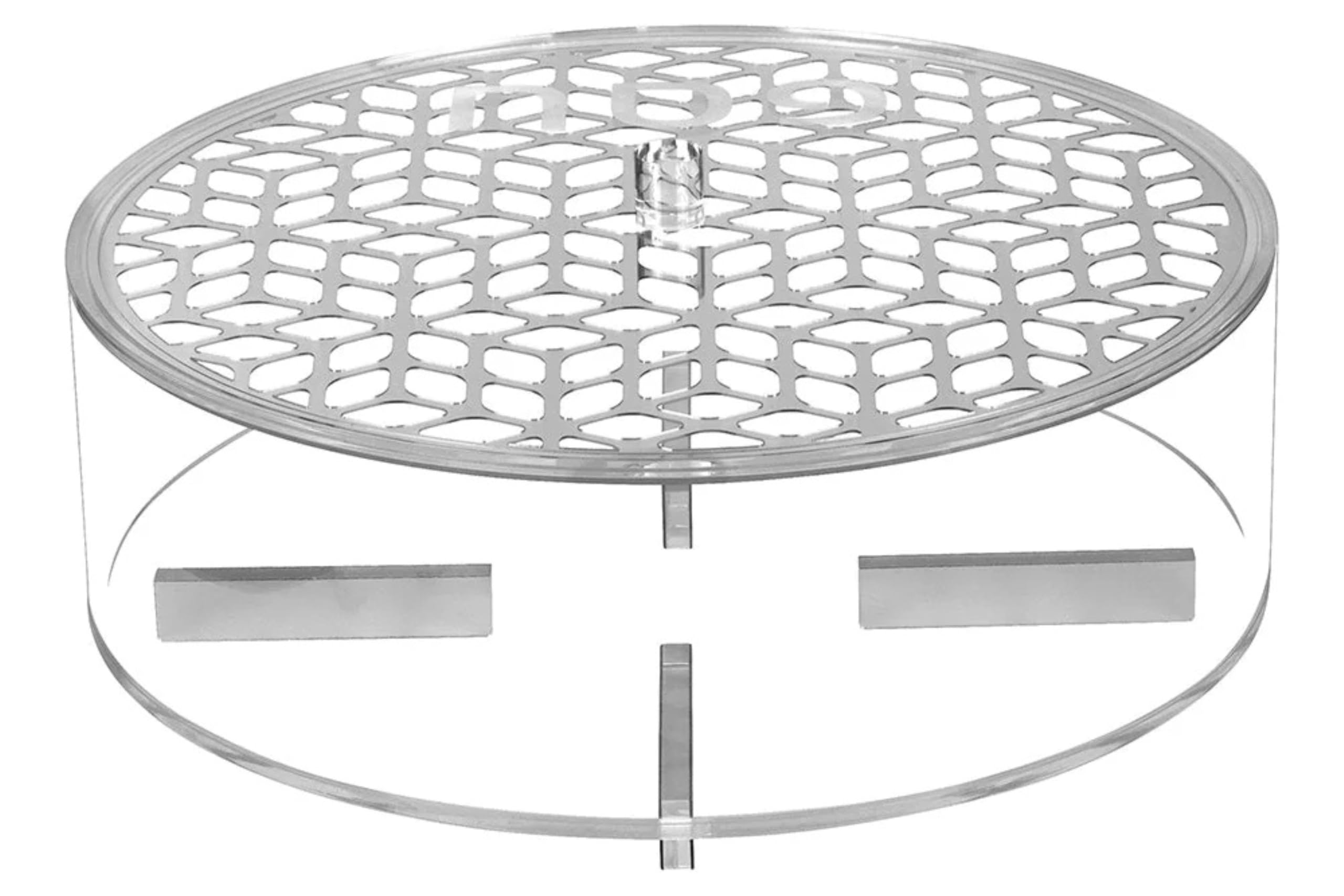 Lucite and Laser Cut Round Matzah Box - Elegant Passover Table Decor with Silver Accent - Matzah Holder for Seder Night - Jewish Holiday Kitchen Accessory (Silver)