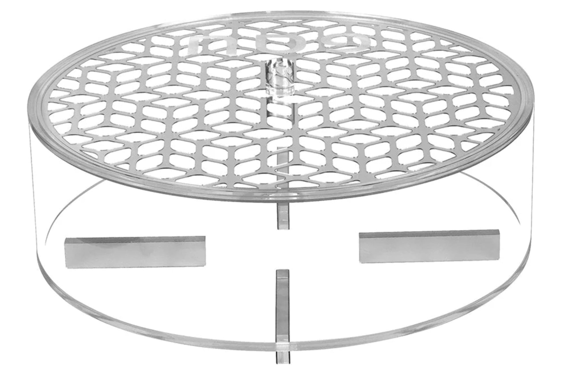 Lucite and Laser Cut Round Matzah Box - Elegant Passover Table Decor with Silver Accent - Matzah Holder for Seder Night - Jewish Holiday Kitchen Accessory (Silver)